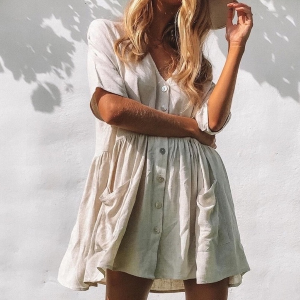 Princess Polly the sandy mini dress in natural